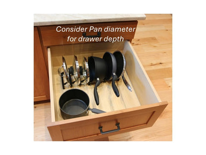 Pan & lid rack for storage or drying for kitchenware from Hexclad, T-fal, Circulon, Calphalon, Carote, Cuisinart, Blue Diamond, and others including induction pans