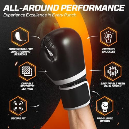 Flexzion Boxing Sparring Training Gloves Pro Muay Thai Kickboxing Heavy Bag Punching Mitts Wrist Wrap Full Contact Combat Sport Protective Hand Gear Martial Art Supply for Women & Teens, 10Oz - color: Black