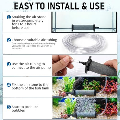 Nuanchu 12 Pack Aquarium Air Stones 5 Inch Fish Tank Air Stone Cylinder High-Temperature Sintered Ceramic Pump Bubble Diffuser Release Tool for Outdoor Small Pond Garden Circulation System