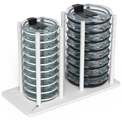 Adjustable Tumbler Lid Organizer - Holds up to 16 Lids, Disposable Cup and Lid Holder, Baby Bottle Drying Racks, Mason Jar Lids Holder,Clutter-Free Kitchen Cabinets,ABS Plastic
