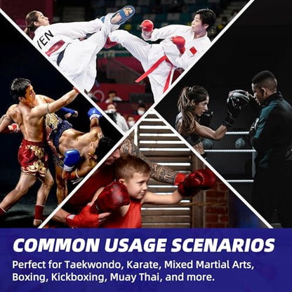 Martial Arts Karate Protective Sparring Gear Package Deal/Gift Adjustable Adult & Youth Headgear, Gloves & Kicks for MMA, Taekwondo, Boxing Training - color: Blue, size: Medium