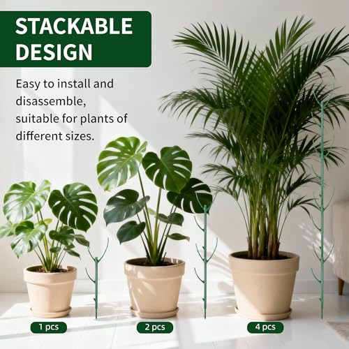 10 Pack Stackable Plant Support Stakes - Climbing Support for Indoor & Outdoor Use - Garden Accessories for Monstera, Pothos, Philodendron - Aesthetic Alternative to Moss Poles & Trellises