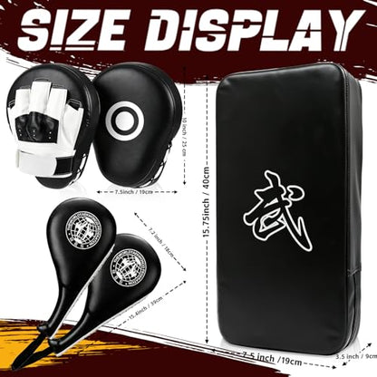 5 PCS Taekwondo Sparring Gear Set Martial Arts Training Equipment Set for Beginners Including Punching Mitts，kick pad，and Boxing pad.Suitable for Teenagers. - color: Black