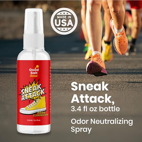 Good Salt Life Sneak Attack, Scent Neutralizing Spray for Sneakers, Gym Bags & Sports Gear, Natural & Fragrance-Free, Made in the USA, 3.4 Ounce Bottle