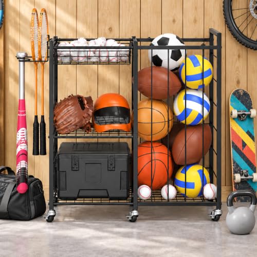Sports Equipment Organizer, Ball Storage Rack for Gear and Toys - size: Large