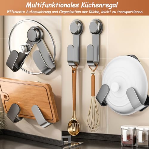MFMYEE Rotating Pot Lid Rack with Suction Cup, Adjustable Wall-Mounted Pot Lid, Punch-Free Cutting Board Rack for Home Kitchen, Multifunctional Hooks for Cutting Board (Gray) - color: Gray