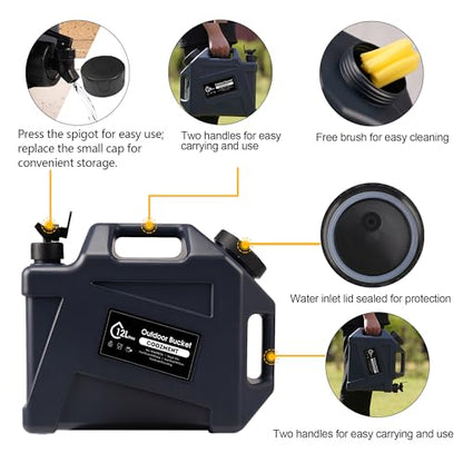 COOZMENT 3.2 Gallon/5 Gallon Water Containers with Spigot, BPA Free Water Jug, Military Green Water Tank, Multifunction Water Storage Containers for Camping Outdoor Hiking,Emergency Storage