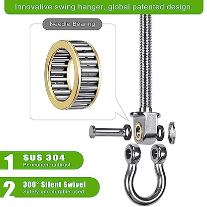 Heavy Duty Swing Hangers with Bearings - Set of 4 Stainless Steel 304 Hardware for Wood & Metal Beams - Ideal for Hanging Hammocks, Yoga Swings, Porch Swing - 1500LB Capacity - 7" x M2/5" - color: 4 pack - 7"