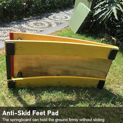 Youth Gymnastics Springboard, Hardwood Gymnastics Springboard 4 Spring Vault Springboard with Anti-Slip Felt and Foot Pads Sports Club/Martial Arts Springboard