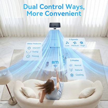 Portable Air Conditioners,3-in-1 Evaporative Cooling Fans that Blow Cold Air, 4 Modes 3 Speeds, 120°Oscillation, LED Display, 12H Timer, Windowless Portable AC w/ 8L Tank & Remote for Home Bedroom