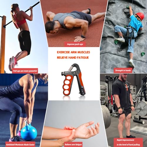 Grip Strength Trainer, Hand Grip Strengthener, Forearm Strengthener, Adjustable Resistance 11 Lbs - 220 Lbs, Ergonomic Design - color: red