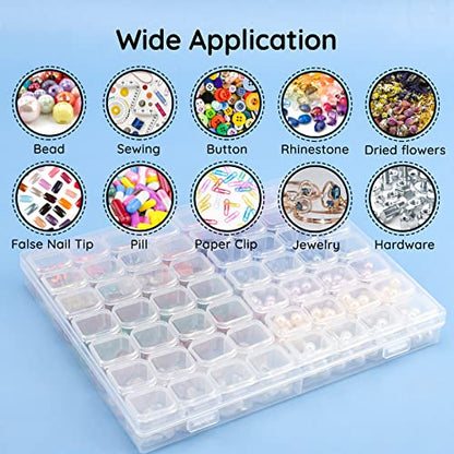 Segbeauty 56 Grids Clear Plastic Organizer Box, Gem Jewelry Storage Container with Dividers, Bead Organizer Earrings Storage Box Seeds Craft Organizers Screw Tool Boxes for Small Parts