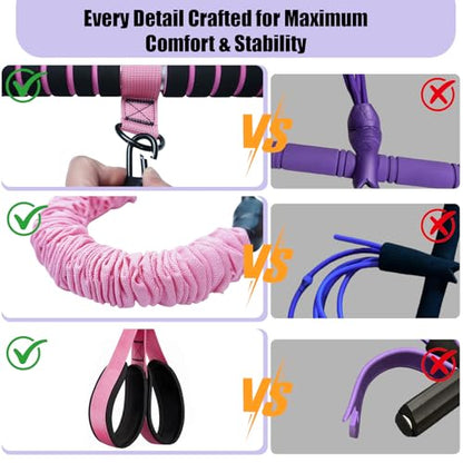 Pedal Resistance Band with Handle, 90Lbs Pedal Resistance Band - color: Pink