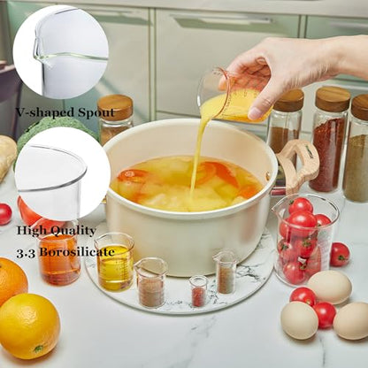 Ackers 7-Piece Glass Measuring Cup Set, Borosilicate Beaker Style Nesting Liquid Measuring Cups