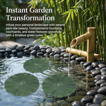 3Pcs Floating Lily Pads Leaves for Ponds, 11.4 Inch Realistic Large Eva Foam Lotus Leaf Artificial Water Plant Pads Decoration Fake Lilly Leaves Ornaments for Koi Fish Aquarium, Pond, Pool,Green