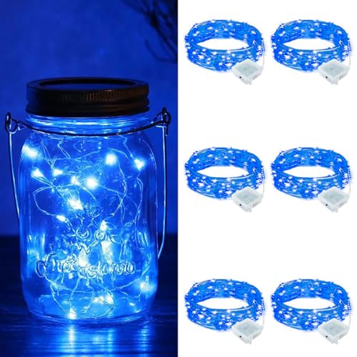 ZGWJ 6 Pack Fairy Lights Battery Operated with Remote, 7ft 20LED Mini Fairy String Lights with Timer 8 Modes Waterproof for Halloween Christmas Tree DIY, Parties, Bedroom Decorations Blue - color: Blue, size: 6PCS with Remote