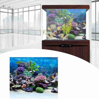 Fish Tank Background Paper Poster, PVC Adhesive Coral Reef Aquarium Background 61x41cm Underwater Fish Tank Decoration Easy to Apply Backdrop for Stunning Background Scene Display (76*46cm)