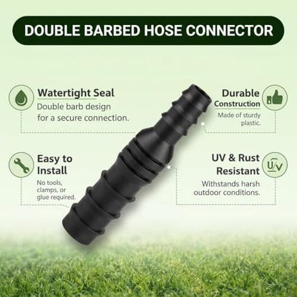 10 Pack 3/4 Inch x 1/2 Inch PVC Reducing Couplings | Schedule 40 Barbed Insert Adapters | Black Hose Connectors