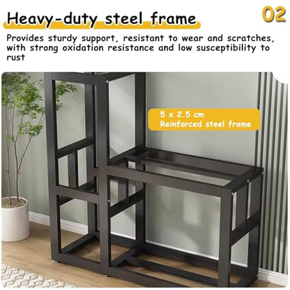 Aquarium Stand, Terrarium Stand, With Storage Shelf, Heavy-Duty Reptile Enclosure Stand, Suitable For Home And Office Use, Ideal For Reptiles, Turtles,Fish(Black+Teak,23.6x15.7in)