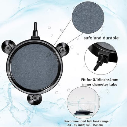 Mudder 4 Pieces Round Air Stone Disc Hydroponics Pump Bubble Diffuser Release Tool for Aquarium with 12 Pieces Suction Cups Fish Tank Aerator Air Stone Kit