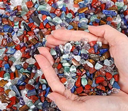 LAIDANLA 7 Chakra Crushed Stone Crystal Chips Bulk Natural Gemstones Healing Reiki Crystals Mini Quartz Vase Filler Aquarium Gravel 0.55lb - color: Chakra, size: 0.55 Pound-（0.28"-0.35"）
