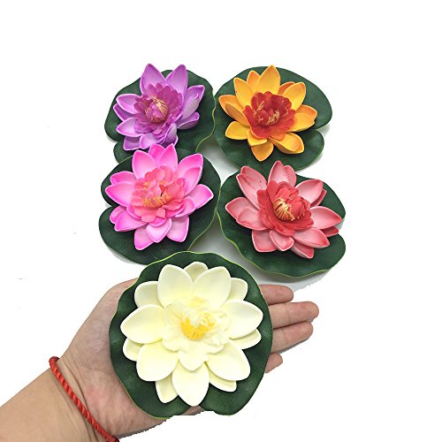 5 Pcs Floating Artificial Lotus Flowers Decor Floating Pond Decor Water Lily Home Decoration