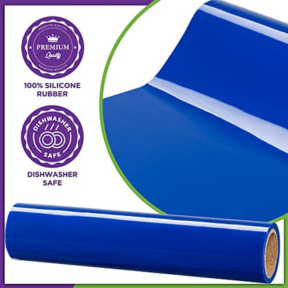 Mars Wellness Non Slip Silicone Grip Material Roll - Anti Slip Large Roll - 7.87" X 3' Feet - Cut to Size - Eating Aids, Baking, Crafts, Table, Counter, Drawer or Any Surface - Blue