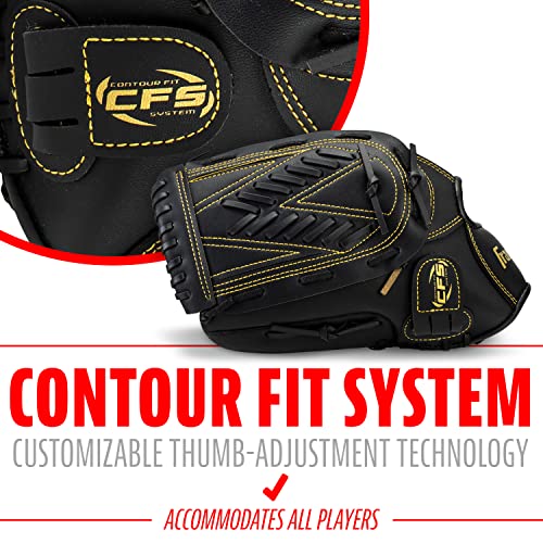 Franklin Sports Field Master Baseball Glove - color: Black/Gold, style: 13" - Basket "V" Web