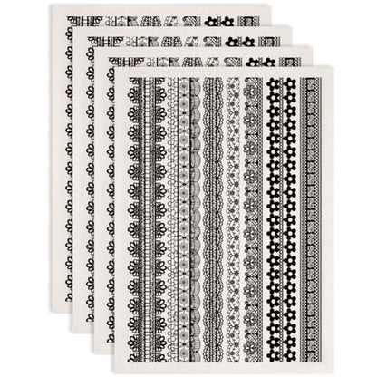 SUPERDANT 4PCS Lace Underglaze Paper Transfer 7 Style Lace Transfer Paper for Clay Ceramic Porcelain Under Glaze Transfers for Pottery Enamel Decals Black Underglaze Decal Papers Handcrafted Gifts - style: Lace