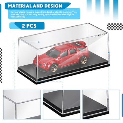 2 Pcs 1/64 Display Case Acrylic Model Cars Display Case 4.17 x 1.81 x 1.81 Inches Clear Plastic Vehicles Toy Cars Storage Collectors