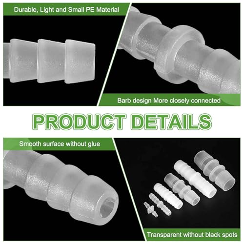 MECCANIXITY 10pcs Plastic Hose Barb Fitting, 3/16" Barbed Hose Pipe Fitting Splicer Mender Joint Adapter for Water Liquid Fuel Line Tube, Clear - color: Clear, size: 3/16"