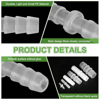 MECCANIXITY 10pcs Plastic Hose Barb Fitting, 3/16" Barbed Hose Pipe Fitting Splicer Mender Joint Adapter for Water Liquid Fuel Line Tube, Clear - color: Clear, size: 3/16"