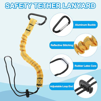 MECCANIXITY Retractable Tool Lanyard 2ft with Single Aluminum Buckle and Adjustable Loop End, Maximum Weight Limit 10KG / 22lb, Safety Fall Protection Tools Leash, Yellow 3 Pack - color: Yellow, size: 2ft