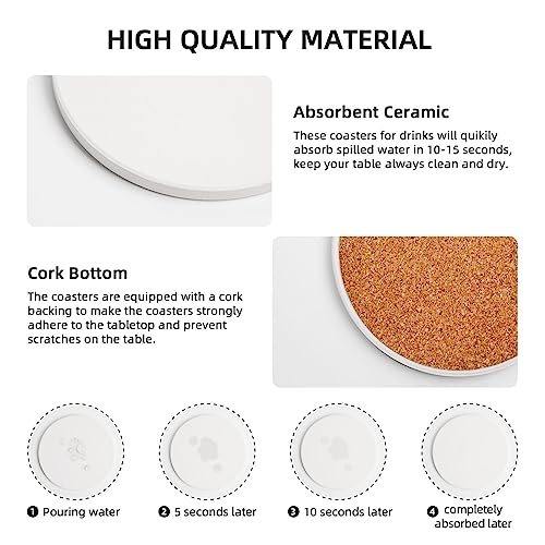 Coasters for Drinks Set of 6 Absorbent Ceramic Drinks Coasters with Holder Cup Mat Pad Fish Aquarium Decorative Coffee Cup Beverage Coasters for Tabletop Protection Home Decor