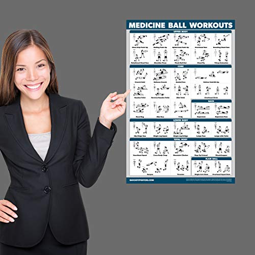Palace Learning 2 Pack - Medicine Ball Workouts Volume 1 & 2 Exercise Poster Set - Fitness Charts