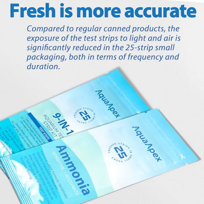 10-in-1 Ammonia Test Kit Aquarium (100 Strips): 50 Multi-Test + 50 Ammonia | Aquarium Test Strips for Freshwater & Saltwater. for Fish Tanks, Aquariums & Pond Water Test kit. Test Nitrate, pH & More - size: 10-1 100 Strips