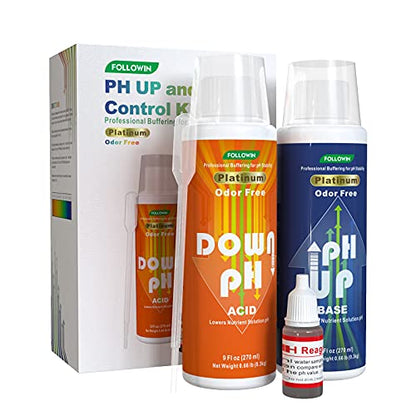 pH Up and Down Control Kit for Hydroponics, Soil Gardens & Aquariums - Concentrated Liquid pH Adjuster Set (9 oz + 9 oz) with pH Indicator - Balanced Nutrient Solution for Plants