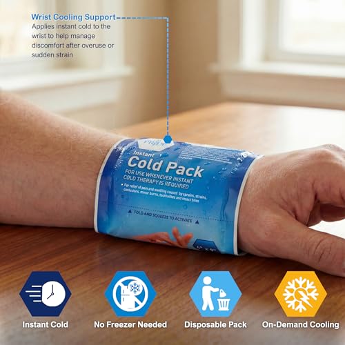 MED PRIDE Disposable Instant Cold Packs for First Aid, Pain Relief, Swelling, Sprains, Injuries, No Freezer Needed (6x9 Inch (Pack of 24) Clear) - size: 6 X 9 Inch (Pack of 24)