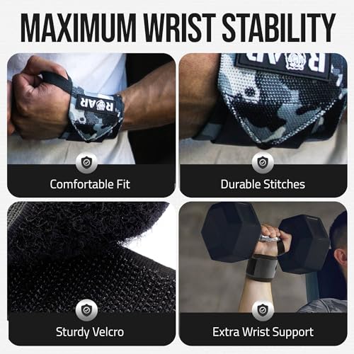 Wrist Wraps for Weightlifting (Pair) – Heavy-Duty Wrist Support with Thumb Loop, Reinforced Stitching & Strong Velcro – For Bench Press, Cross Training, Strength Training & Gym Workouts