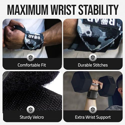 Wrist Wraps for Weightlifting (Pair) – Heavy-Duty Wrist Support with Thumb Loop, Reinforced Stitching & Strong Velcro – For Bench Press, Cross Training, Strength Training & Gym Workouts