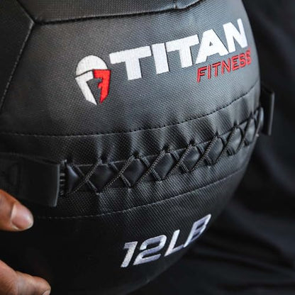 Titan Fitness Soft Shell Medicine Wall Ball, Cross-Texture Grip - size: 18 lb