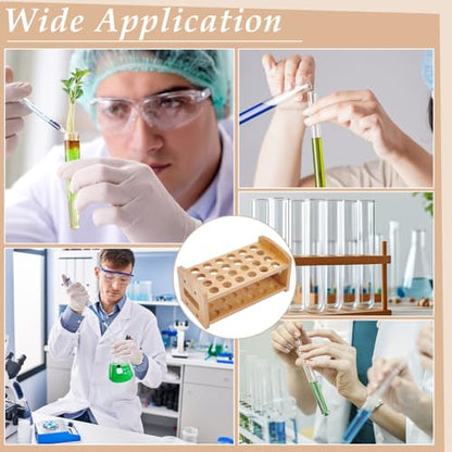 UNICRAFTALE Wooden Test Tube Rack 24-Holes Bamboo Multi-Use Cylinder Tube Display Racks Rectangle Lab Supplies Tube Holder Hole 20mm Diameter for Tests Tubes Chemistry Laboratory 9.8"x5"x4.52" - size: 24.9x12.7x11.5cm