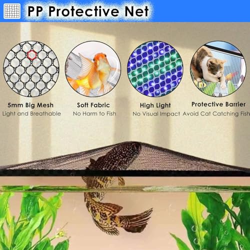 LZMZMQ Magnetic Aquarium Cover Fish Tank Lid, Home Fish Tank Protector from Cats, Square Terrarium Top Covers Anti-Fish Jump Net with Corner Handles(L120xW50cm)