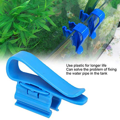 Alomejor Water Pipe Fixing, 5Pcs Plastic Aquarium Clamps for 8-16mm Pipes, Movable Water Change Tool Holder for Fish Bucket (Blue)