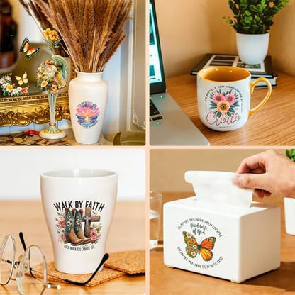 4 PCS Bible Verse UV DTF Cup Wraps, Waterproof Transfer Stickers for Tumblers and Mugs, Durable Rub-on Decals for Smooth and Flat Surfaces - style: bible verse