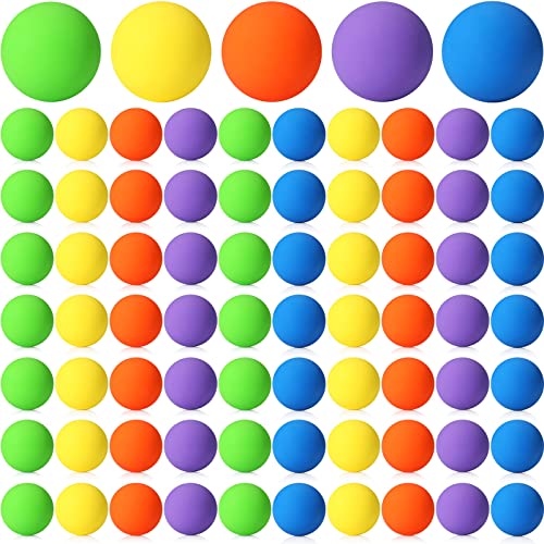 Sosation 50 Pack Lacrosse Ball Bulk 2.5 Inch Soft Rubber Motivational Stress Relief Massage Balls Myofascial Release Tools Muscle Knot Remover - color: Bright Color