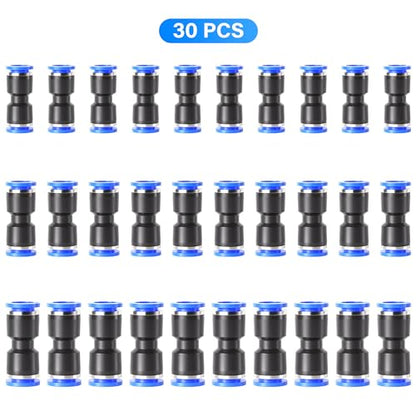 TAILONZ PNEUMATIC 30 pcs Straight Push Connectors Plastic Quick Release Connectors Air Line Fittings for 1/4 5/16 3/8 Tube (2 Way) - size: 1/4''OD/5/16''OD/3/8''OD, style: 30PCS
