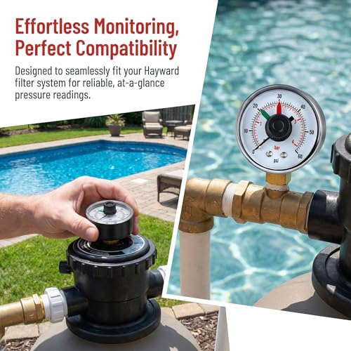 ECX2712B1 Pressure Gauge for Ha-yward Pool Filter DE Sand and Cartridge Filters ProGrid DE XStream Filters & SwimClear Filter 190059 Pool Dial Pressure Gauage
