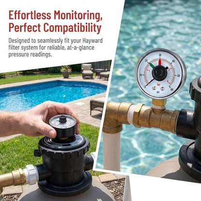ECX2712B1 Pressure Gauge for Ha-yward Pool Filter DE Sand and Cartridge Filters ProGrid DE XStream Filters & SwimClear Filter 190059 Pool Dial Pressure Gauage