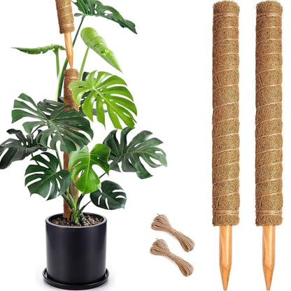 2 Pack 22 Inch Stackable Moss Pole - Thick & Sturdy Natural Coir Totem Plant Support & Garden Stakes for Monstera & Pothos, Indoor Climbing Vining Houseplants, 38" H Max - color: 2*22 inch